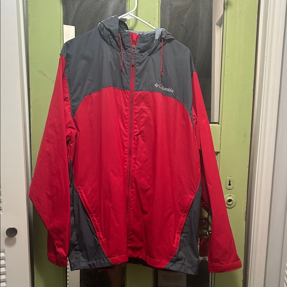 Columbia Red/Gray Men’s Glennaker Lake Full-Zip Rain Jacket, Size Large